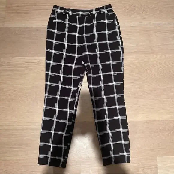 Topshop Windowpane Print Crepe Cigarette Pants 6 - Picture 5 of 12